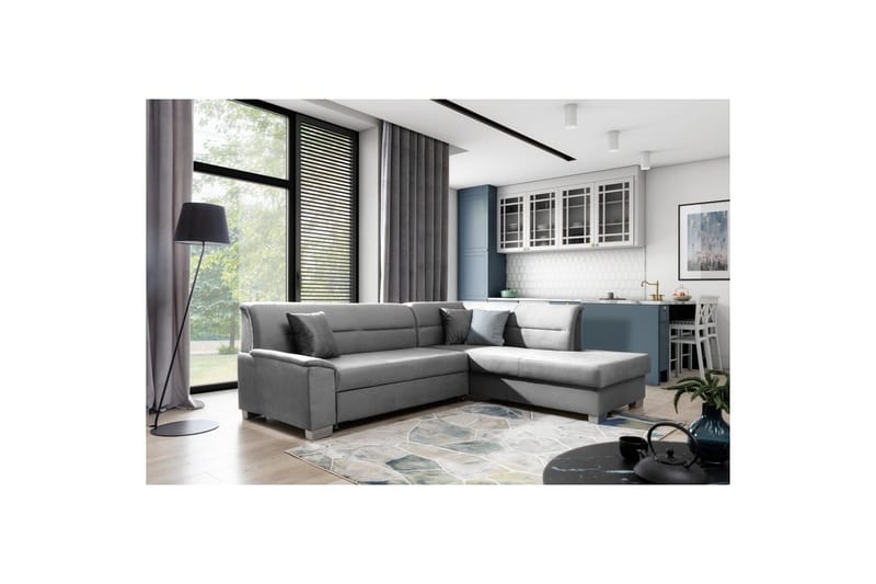 Sektionssoffa Eltap Bergen 247x214x83 cm - Monolith 85, Grå, Höger - Möbler - Soffa - Bäddsoffa