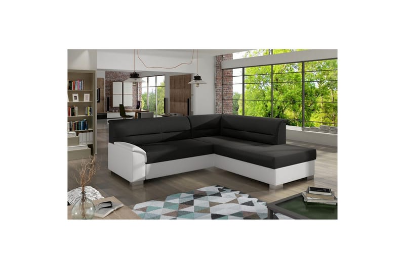 Sektionssoffa Eltap Bergen 247x214x83 cm - Sawana 14, Soft 17, Svart, Vit, Höger - Möbler - Soffa - Bäddsoffa