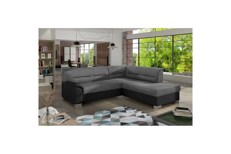 Sektionssoffa Eltap Bergen 247x214x83 cm - Sawana 21, Soft 11, Grå, Svart, Höger - Möbler - Soffa - Bäddsoffa