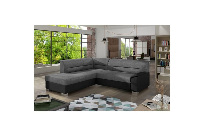 Sektionssoffa Eltap Bergen 247x214x83 cm - Sawana 21, Soft 11, Grå, Svart, Vänster - Möbler - Soffa - Bäddsoffa