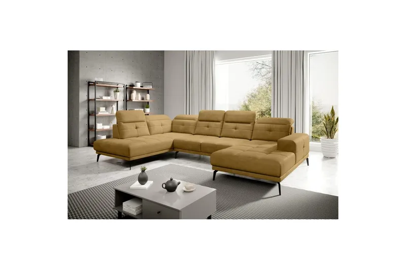 Sektionssoffa Eltap Bretan 350x205x107 cm - Nube 45, Gul, Vänster - Möbler - Soffa - Skinnsoffor