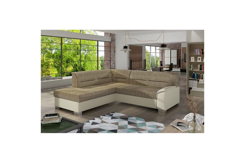 Sektionssoffa Eltap Delvo 247x214x83 cm, Berlin 03, Soft 33, Beige, Vänster