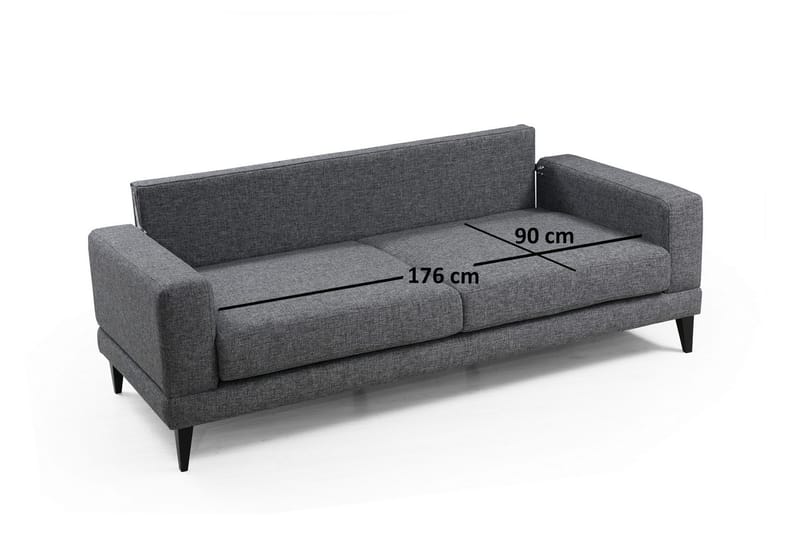 Selder 3-Sits Soffa - Grå - 3 sits soffa
