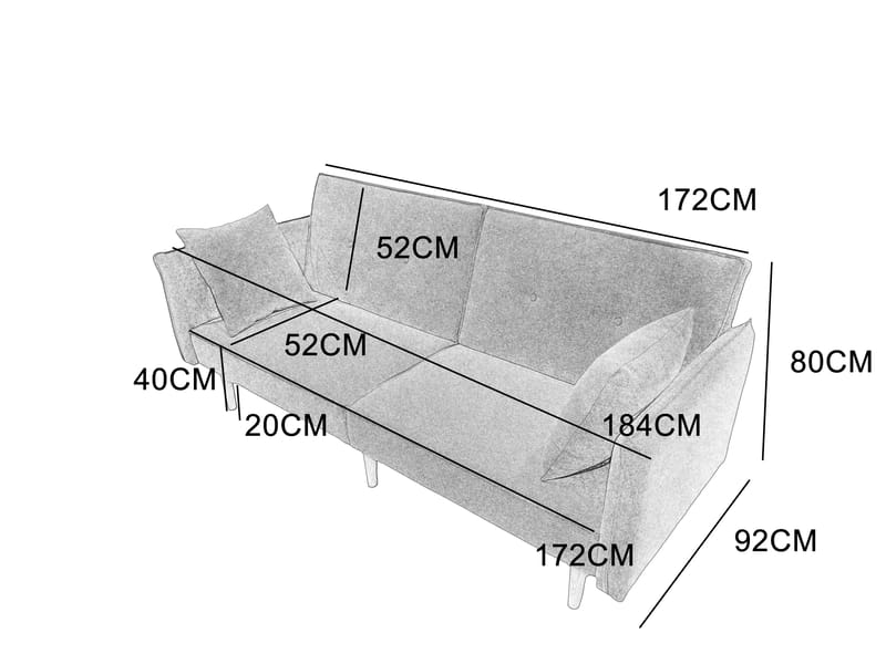 Signe bäddsoffa 3-sits - Brungrå - Ljusbrun - Möbler - Soffa - Bäddsoffa