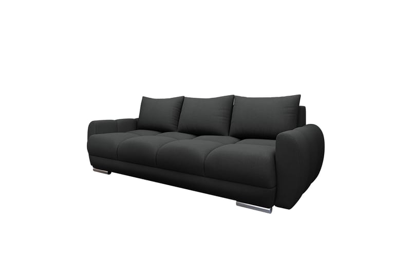 Simerly 3-sits Bäddbar Soffa 234 cm med Förvaring i Plysch, Svart