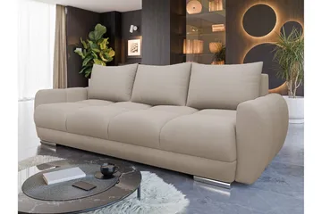 Simerly 3-sits Bäddbar Soffa 234 cm med Förvaring i Plysch - Beige - Möbler - Soffa - 3 sits soffa