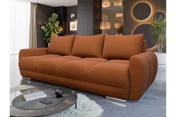 Simerly 3-sits Bäddbar Soffa 234 cm med Förvaring i Plysch - Orange - Möbler - Soffa - 3 sits soffa