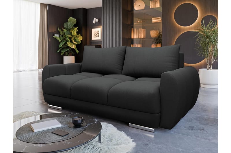 Simerly 3-sits Soffa 186 cm i Plysch - Svart - Möbler - Soffa - 3 sits soffa