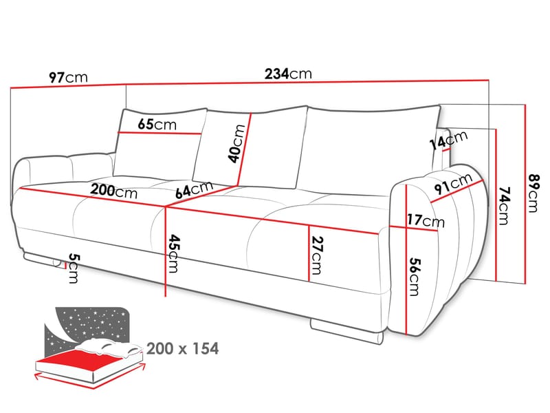 Simerly 3-sits Soffa - brun - Möbler - Soffa - Bäddsoffa
