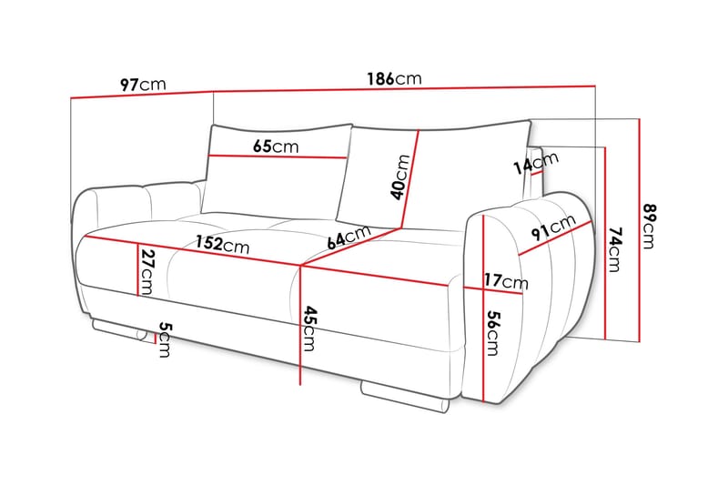 Simerly Soffa 3-sits - Grå - Möbler - Soffa - 3 sits soffa