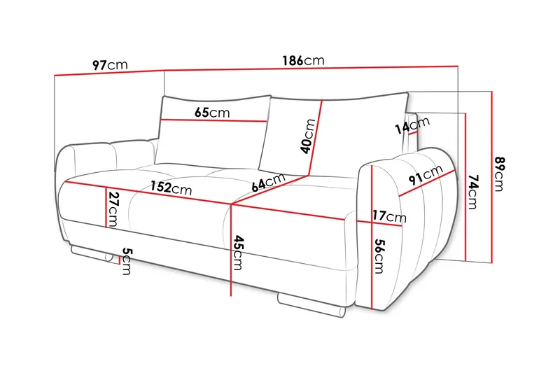 Simerly Soffa 3-sits - Svart - Möbler - Soffa - 3 sits soffa