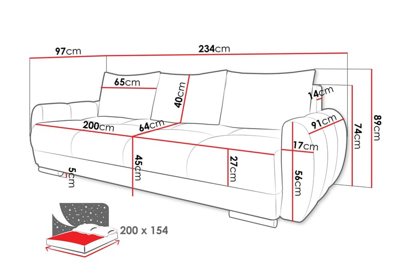 Simerly Soffa 3-sits - Svart - Möbler - Soffa - 3 sits soffa