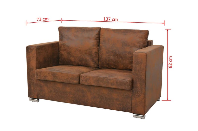 2-sitssoffa 137x73x82 cm i fuskmocka - Brun - Möbler - Soffa - 2 sits soffa