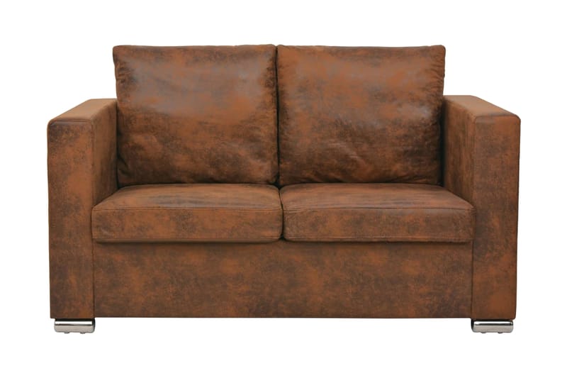 2-sitssoffa 137x73x82 cm i fuskmocka - Brun - Skinnsoffor - 2 sits soffa