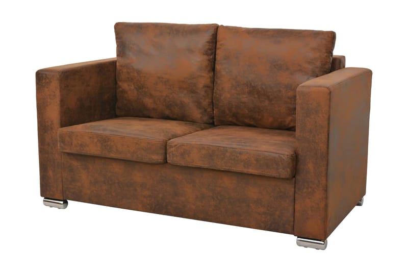 2-sitssoffa 137x73x82 cm i fuskmocka - Brun - Möbler - Soffa - 2 sits soffa