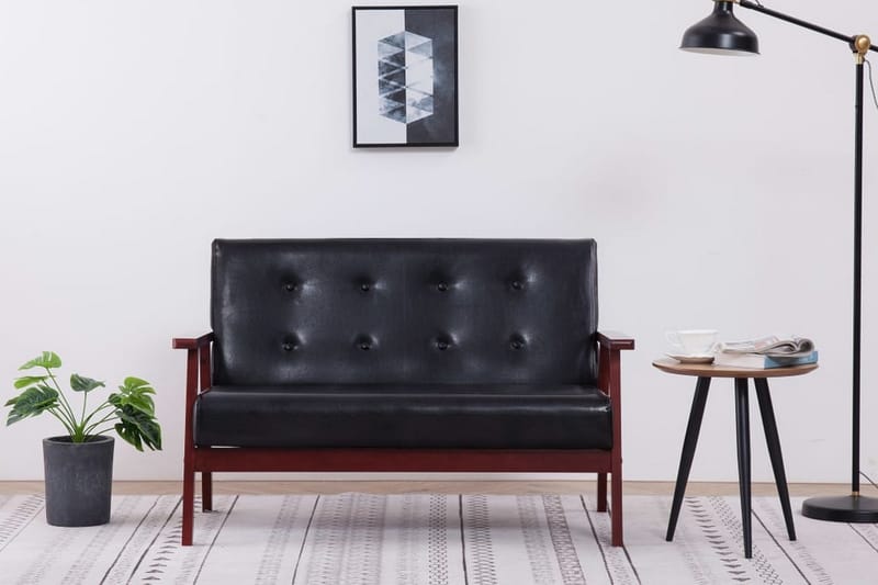 2-sitssoffa svart konstläder - Svart - 2 sits soffa - Skinnsoffor