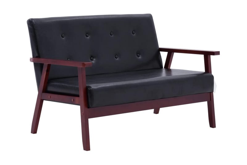 2-sitssoffa svart konstläder - Svart - 2 sits soffa - Skinnsoffor