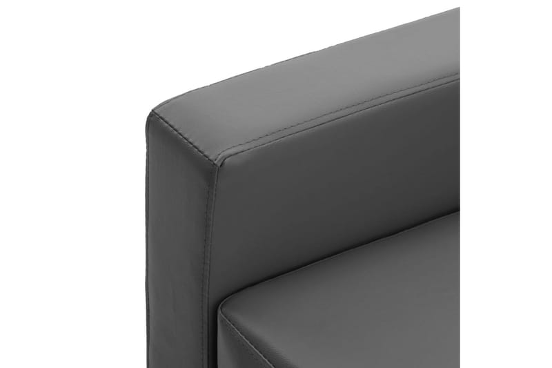 3-sitssoffa grå konstläder - Grå - 3 sits soffa - Skinnsoffor