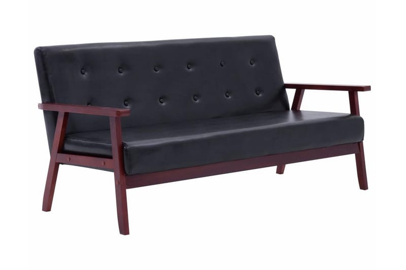 3-sitssoffa svart konstläder - Svart - Möbler - Soffa - Skinnsoffor