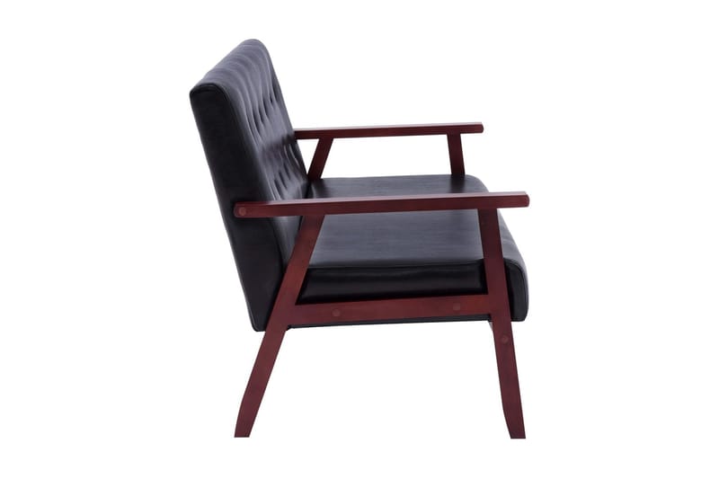3-sitssoffa svart konstläder - Svart - Möbler - Soffa - Skinnsoffor