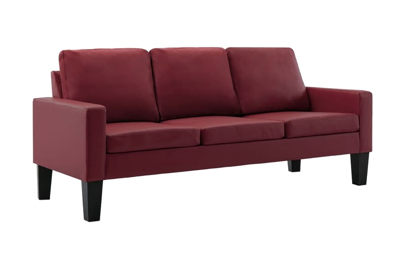 3-sitssoffa vinröd konstläder - Röd - Möbler - Soffa - 3 sits soffa