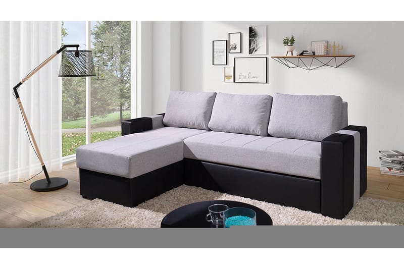 Aden Hörnsoffa - Grå/Svart - Möbler - Soffa - Skinnsoffor