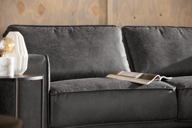 Akron 2,5-sits Soffa med Schäslong Höger Bondedläder - Mörkgrå - Möbler - Soffa - Skinnsoffor