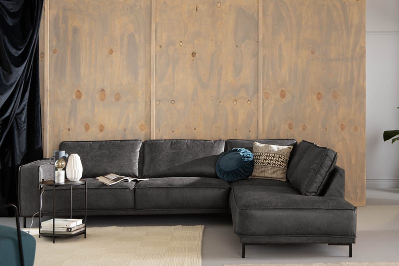 Akron 2,5-sits Soffa med Schäslong Höger Bondedläder - Mörkgrå - Möbler - Soffa - Skinnsoffor