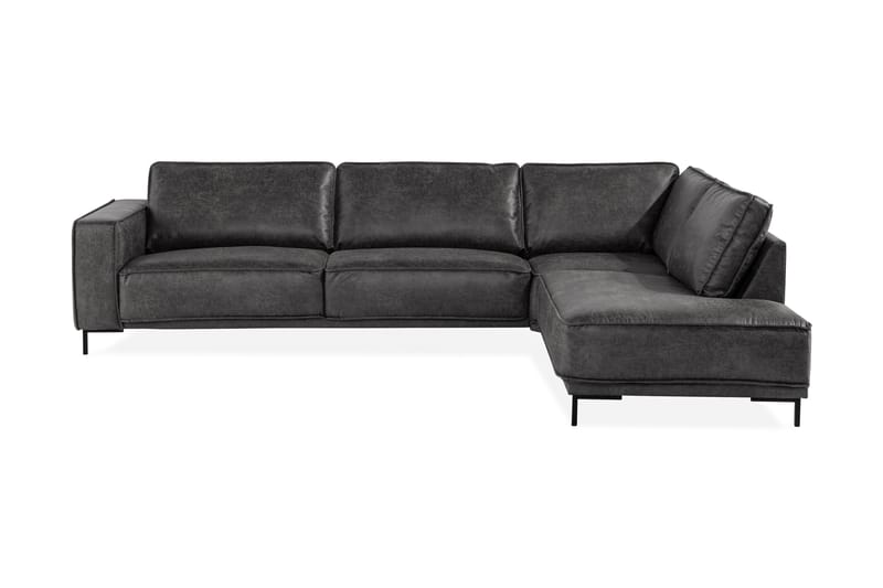 Akron 2,5-sits Soffa med Schäslong Höger Bondedläder - Mörkgrå - Divansoffor & schäslongsoffa - Skinnsoffor - 2 sits soffa med divan