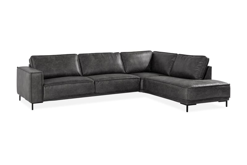 Akron 2,5-sits Soffa med Schäslong Höger Bondedläder - Mörkgrå - Divansoffor & schäslongsoffa - Skinnsoffor - 2 sits soffa med divan