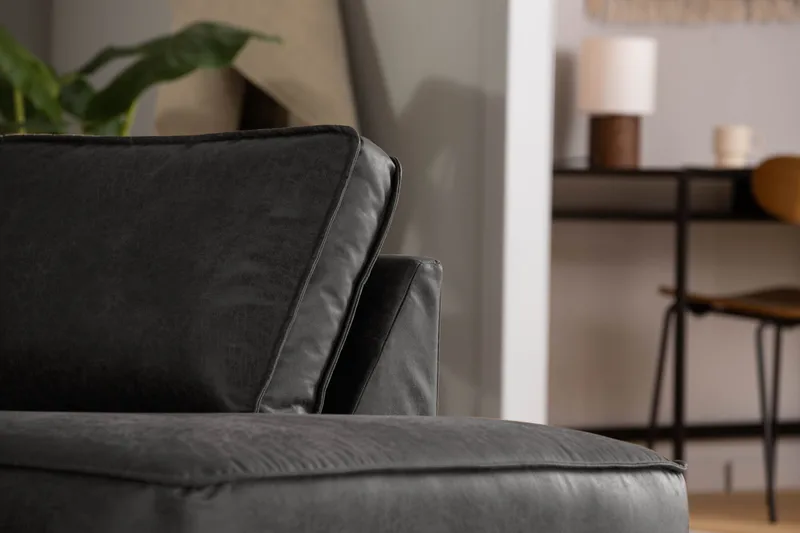 Akron 2,5-sits Soffa med Schäslong Höger Bondedläder - Mörkgrå - Möbler - Soffa - Skinnsoffor