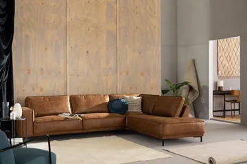 Akron 2,5-sits Soffa med Schäslong Höger läder - Brun - Möbler - Soffa - Divansoffor & schäslongsoffa