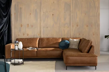 Akron 2,5-sits Soffa med Schäslong Höger läder - Brun - Möbler - Soffa - Divansoffor & schäslongsoffa