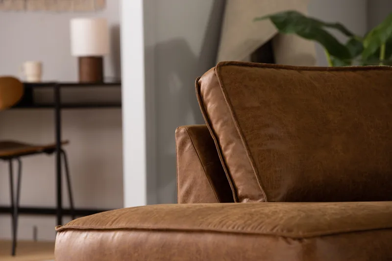 Akron 2,5-sits Soffa med Schäslong Vänster Bondedläder - Brun - Möbler - Soffa - Skinnsoffor