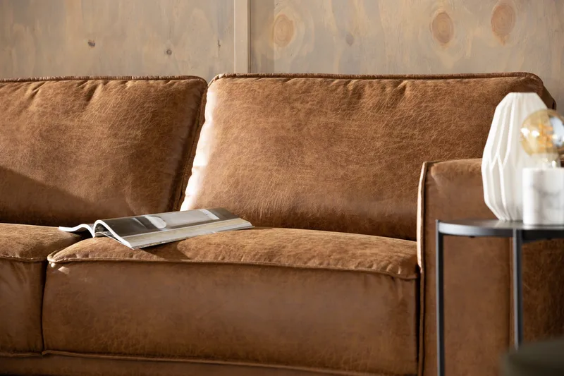 Akron 2,5-sits Soffa med Schäslong Vänster Bondedläder - Brun - Möbler - Soffa - Skinnsoffor