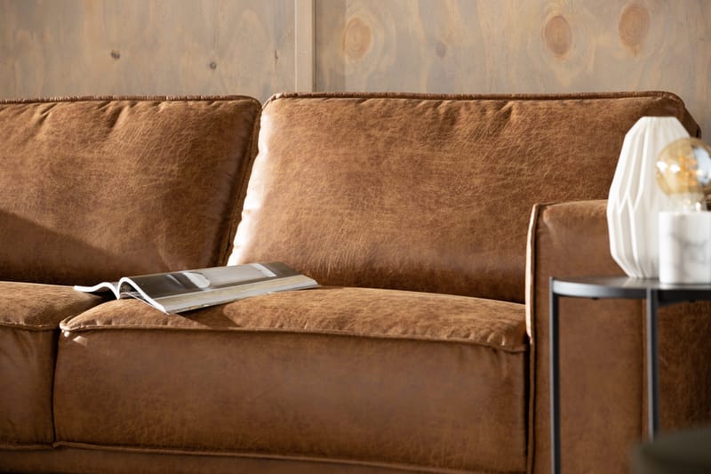 Akron 2,5-sits Soffa med Schäslong Vänster Bondedläder - Brun - Möbler - Soffa - Skinnsoffor