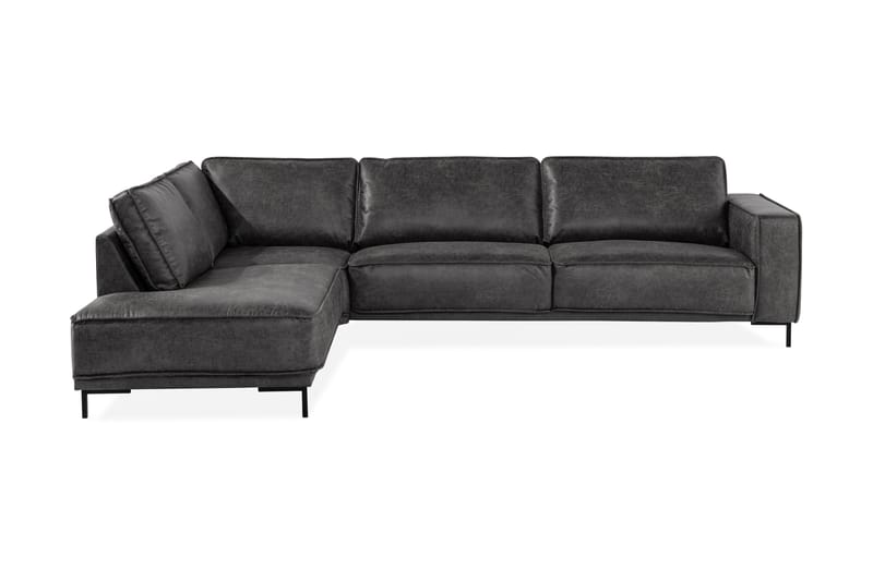 Akron 2,5-sits Soffa med Schäslong Vänster Bondedläder - Mörkgrå - Divansoffor & schäslongsoffa - Skinnsoffor - 2 sits soffa med divan