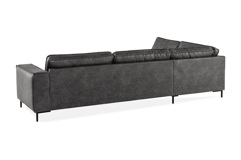 Akron 2,5-sits Soffa med Schäslong Vänster Bondedläder - Mörkgrå - Möbler - Soffa - Skinnsoffor