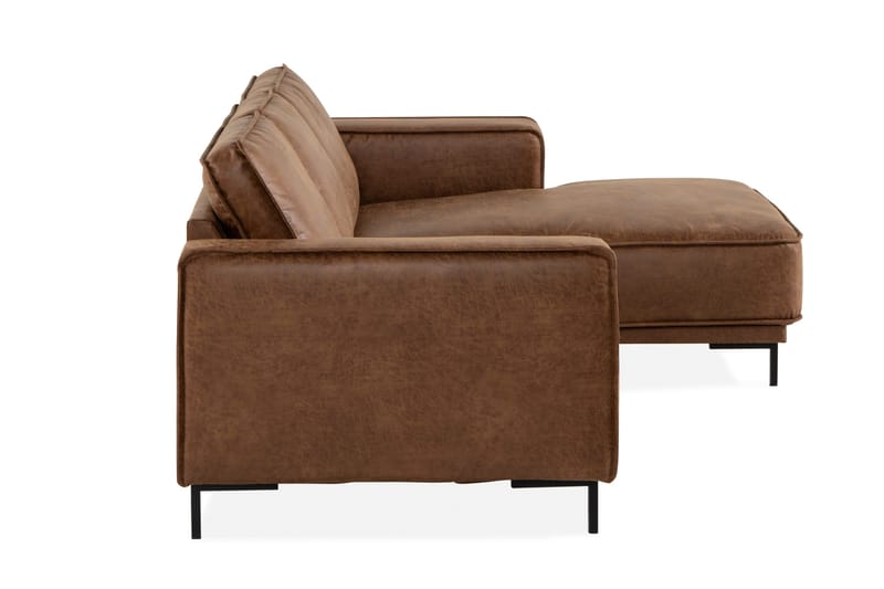 Akron 2-sits Soffa med Divan Höger Bondedläder - Brun - Möbler - Soffa - Skinnsoffor