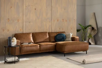 Akron 2-sits Soffa med Divan Höger Bondedläder - Brun - Möbler - Soffa - Skinnsoffor