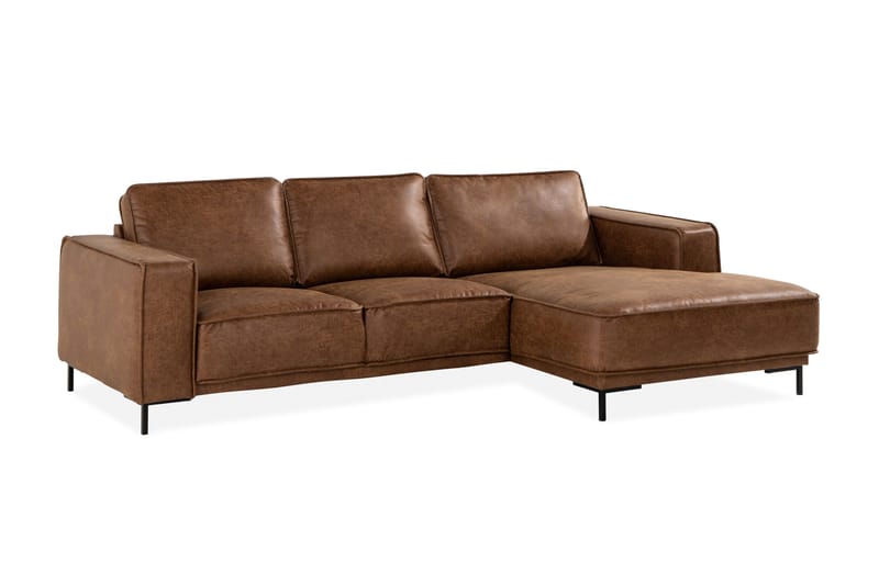 Akron 2-sits Soffa med Divan Höger Bondedläder - Brun - Möbler - Soffa - Skinnsoffor
