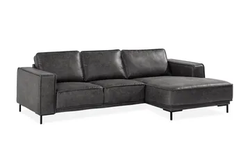 Akron 2-sits Soffa med Divan Höger Bondedläder - Mörkgrå - Möbler - Soffa - Skinnsoffor