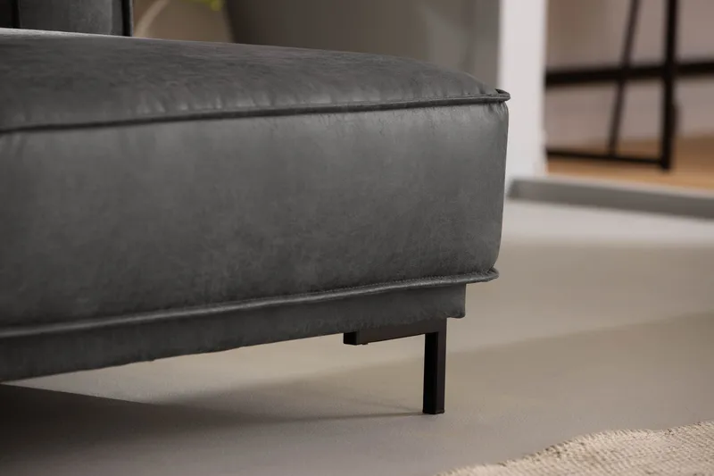 Akron 2-sits Soffa med Divan Höger Bondedläder - Mörkgrå - Möbler - Soffa - Skinnsoffor