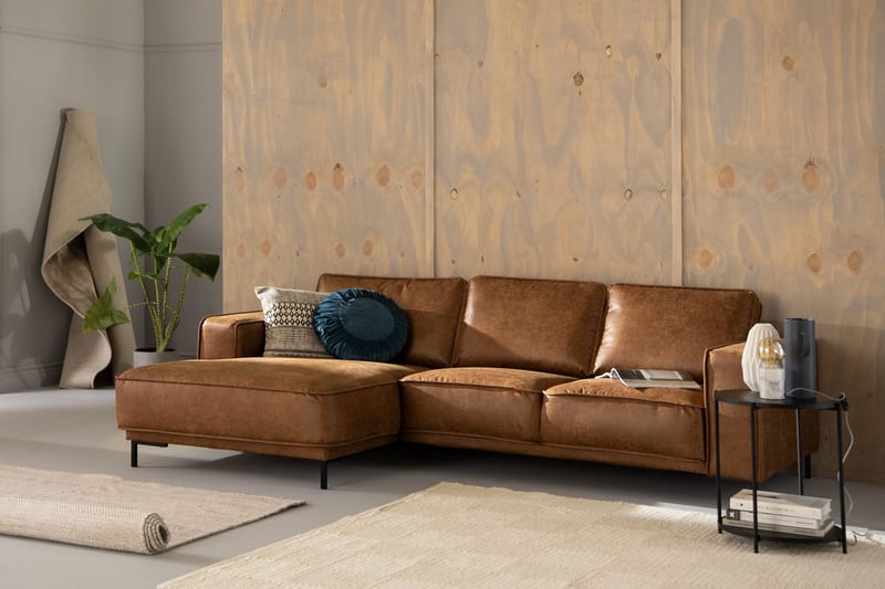 Akron 2-sits Soffa med Divan Vänster Bondedläder - Brun - Möbler - Soffa - Skinnsoffor