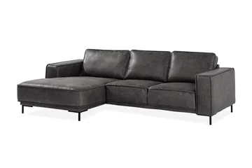 Akron 2-sits Soffa med Divan Vänster Bondedläder - Mörkgrå - Möbler - Soffa - Skinnsoffor