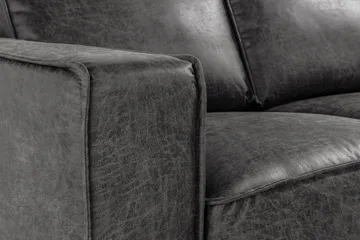 Akron 2-sits Soffa med Divan Vänster Bondedläder - Mörkgrå - Möbler - Soffa - Skinnsoffor