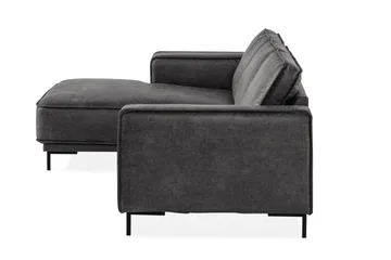 Akron 2-sits Soffa med Divan Vänster Bondedläder - Mörkgrå - Möbler - Soffa - Skinnsoffor