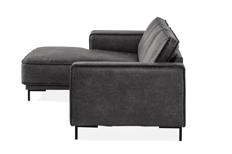 Akron 2-sits Soffa med Divan Vänster Bondedläder - Mörkgrå - Divansoffor & schäslongsoffa - Skinnsoffor - 2 sits soffa med divan