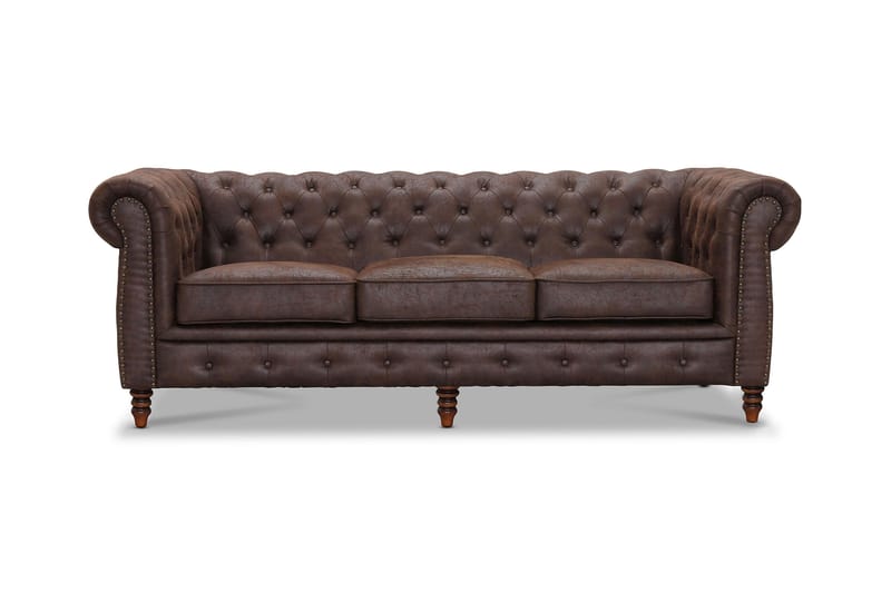 Cambridge 3-sits Soffa - Brun - Skinnsoffor - Chesterfield soffa - 3 sits soffa