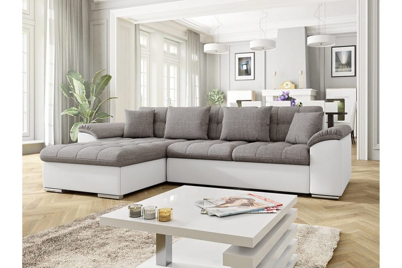 Camior Divanbäddsoffa 280x160x76 cm - Grå/Vit - Möbler - Soffa - Skinnsoffor